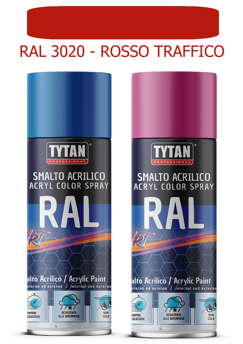 selena italia tytan - smalto acrilico art spray rapida essicazione 400 ml ral 3020 rosso trafico - foto 1