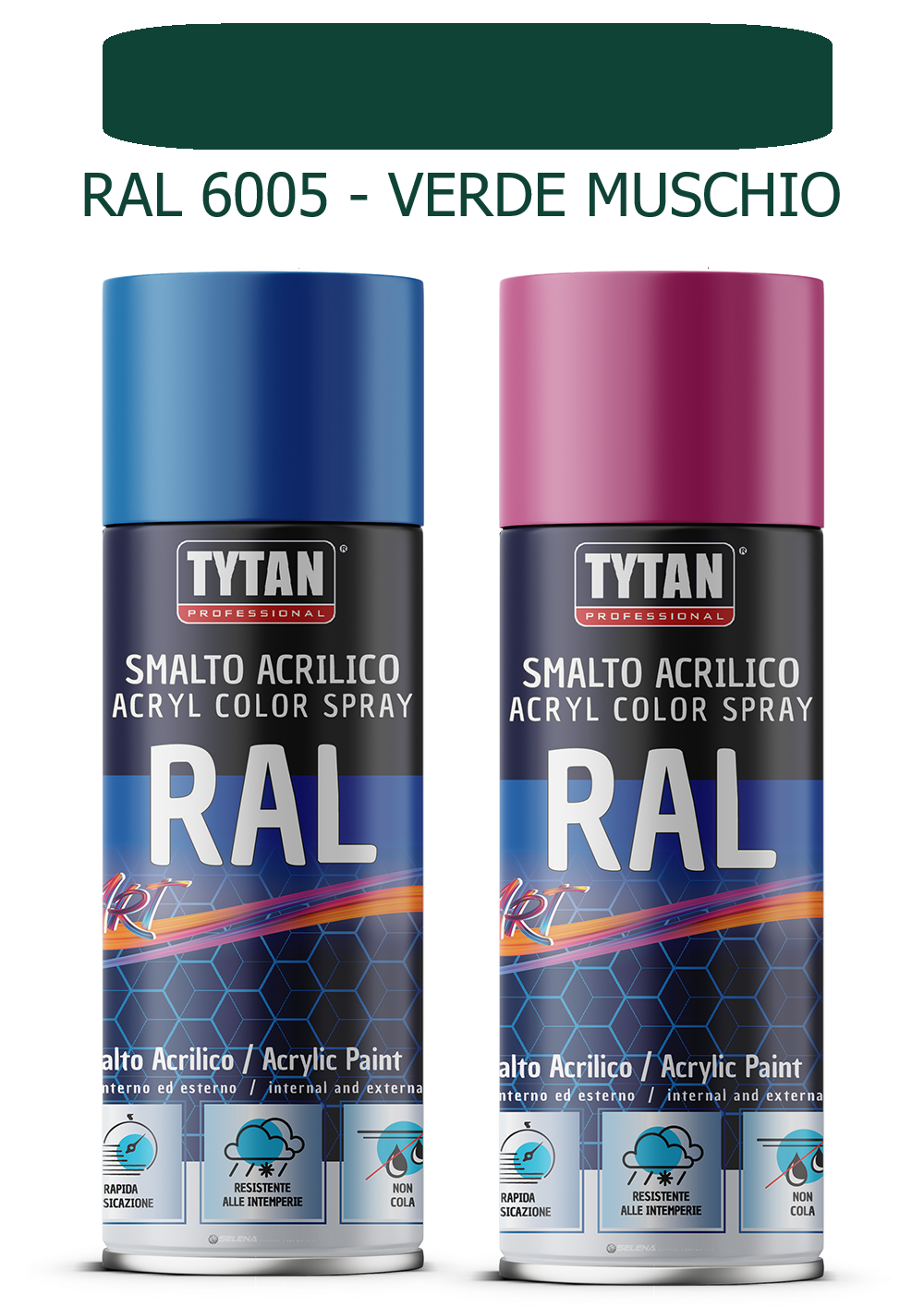 selena italia tytan - smalto acrilico art spray rapida essicazione 400 ml ral 6005 verde muschio - foto 1