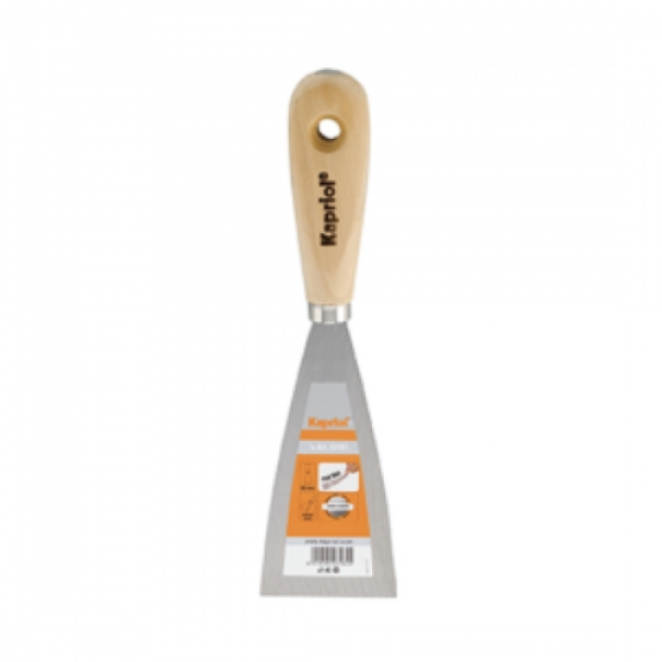 Spatola cromata Kapriol 60 mm con manico in legno vista frontale