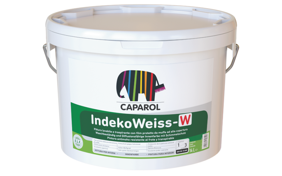 caparol indekoweiss w 14 lt - pittura antimuffa lavabile per interni - foto 1