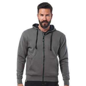 Felpa polycotone zip lunga  grigio nero taglia l