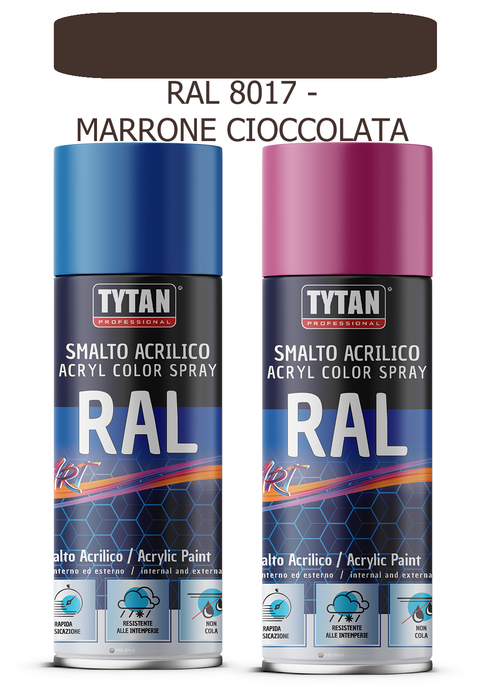 selena italia tytan - smalto acrilico art spray rapida essicazione 400 ml ral 8017 marrone cioccolata - foto 1