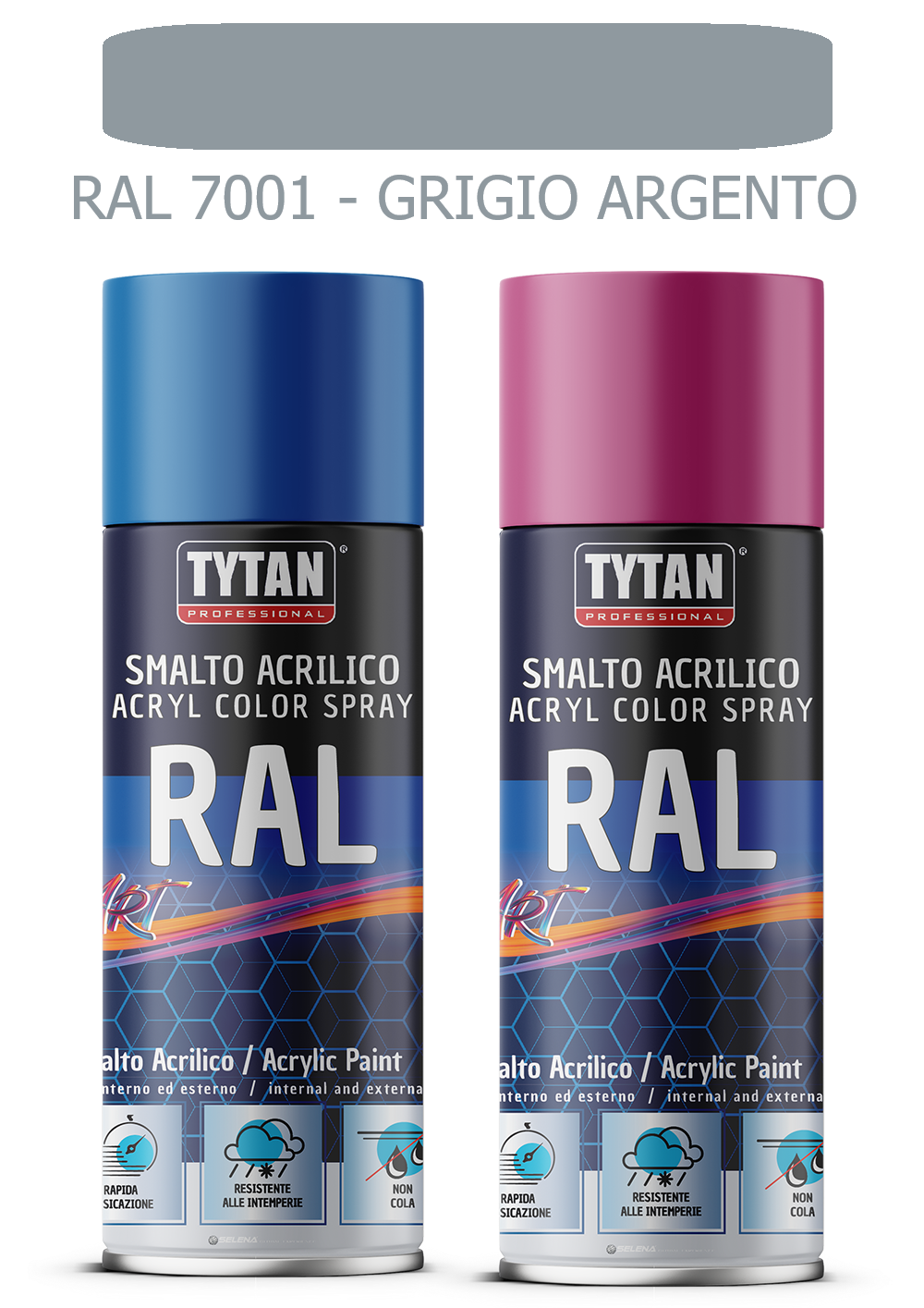 selena italia tytan - smalto acrilico art spray rapida essicazione 400 ml ral 7001 grigio argento - foto 1