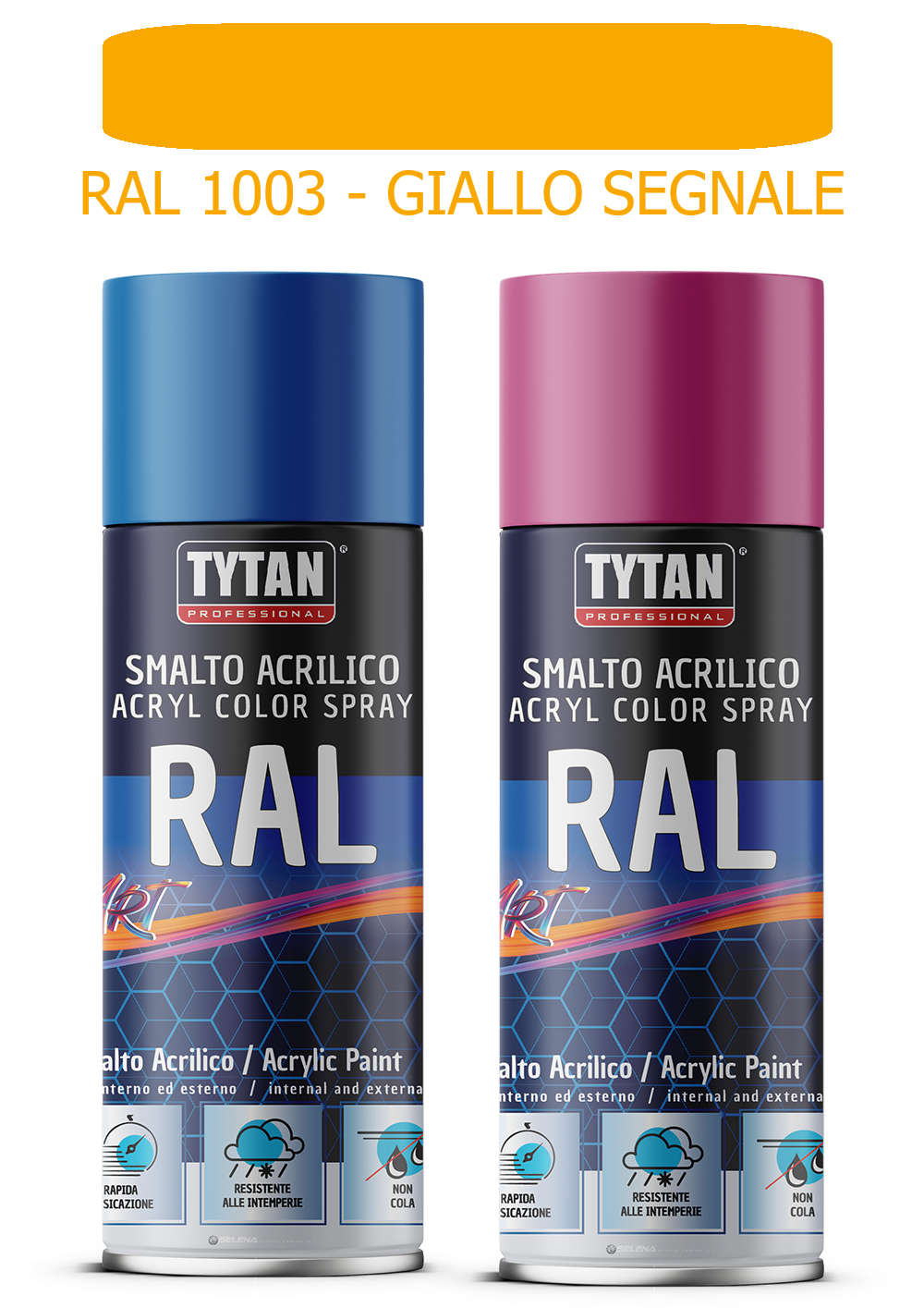 selena italia tytan - smalto acrilico art spray rapida essicazione 400 ml ral 1003 giallo segnale - foto 1