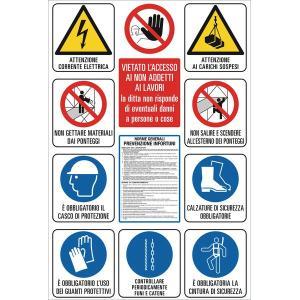 Cartello segnaletico cantiere 12 simboli obblighi e divieti