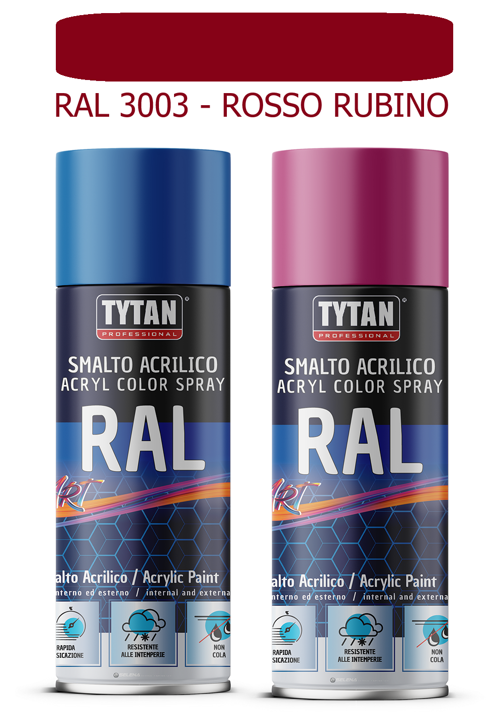 selena italia tytan - smalto acrilico art spray rapida essicazione 400 ml ral 3003 rosso rubino - foto 1
