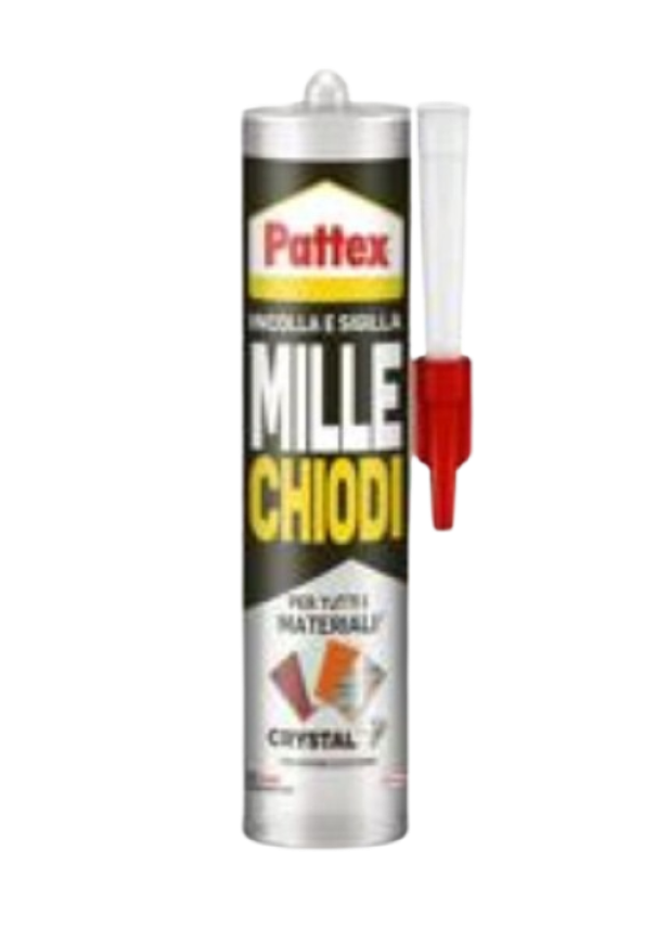 adesivo trasparente universale DFL Millechiodi Crystal in cartuccia da 290 grammi per incollaggi rapidi su diversi materiali