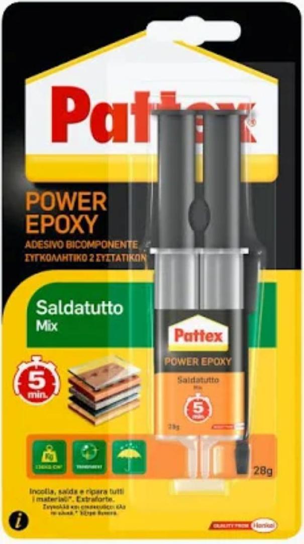 adesivo epossidico bicomponente Pattex Power Epoxy Saldatutto Mix 28 g confezione