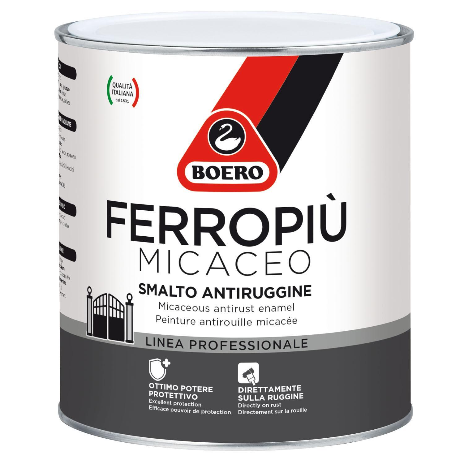boero boero - ferropiù micaceo smalto antiruggine all'acqua lt 2,5 grigio chiaro grana fine - foto 1