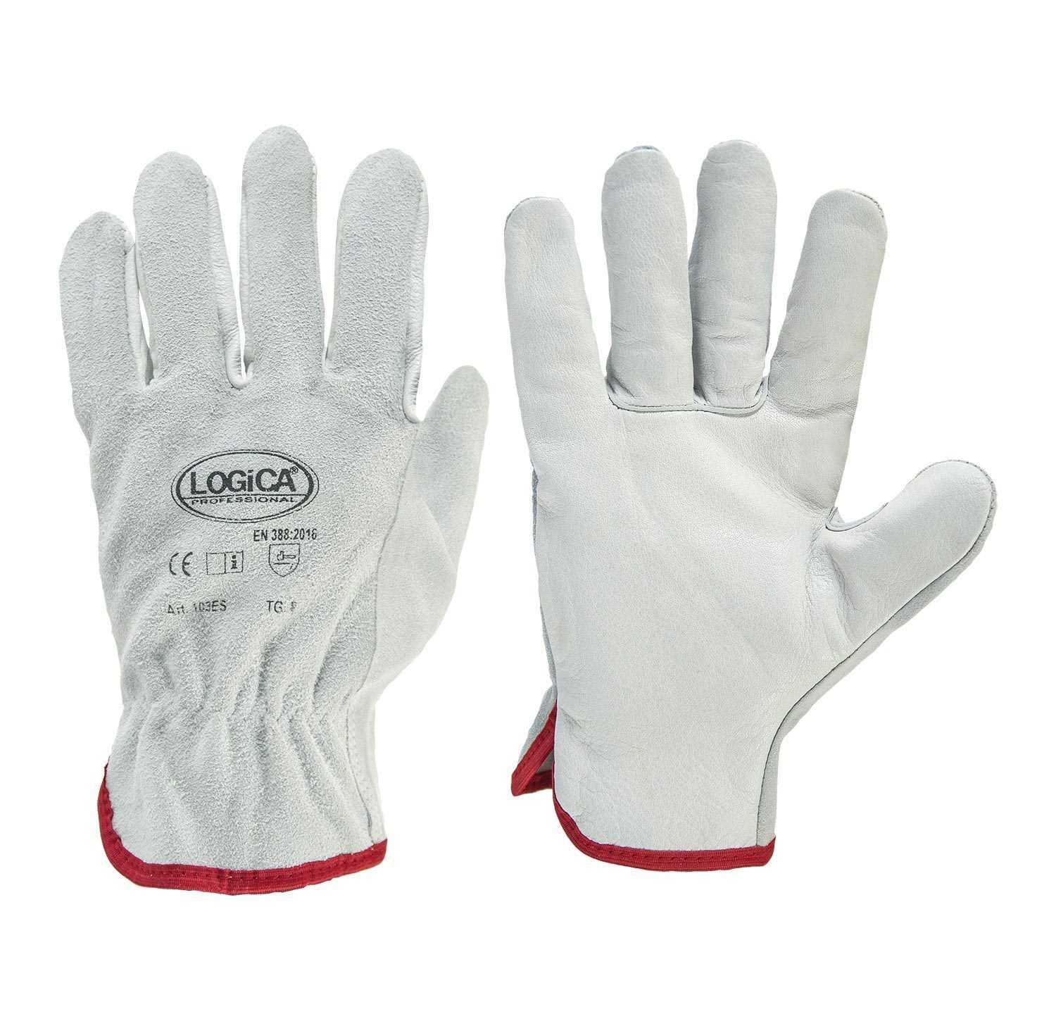 logica professional logica – 103es guanti in pelle crosta bianchi tg. 9 - foto 1
