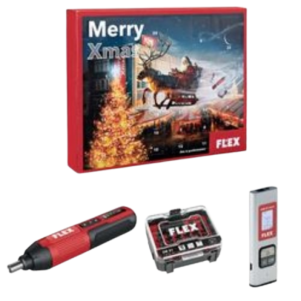 kit strumenti professionali FLEX Italia con misuratore laser avvitatore inserti e porta inserti