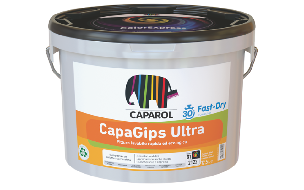 caparol caparol - capagips ultra bianco/b1 12,5 lt pittura lavabile rapida ed ecologica - foto 1