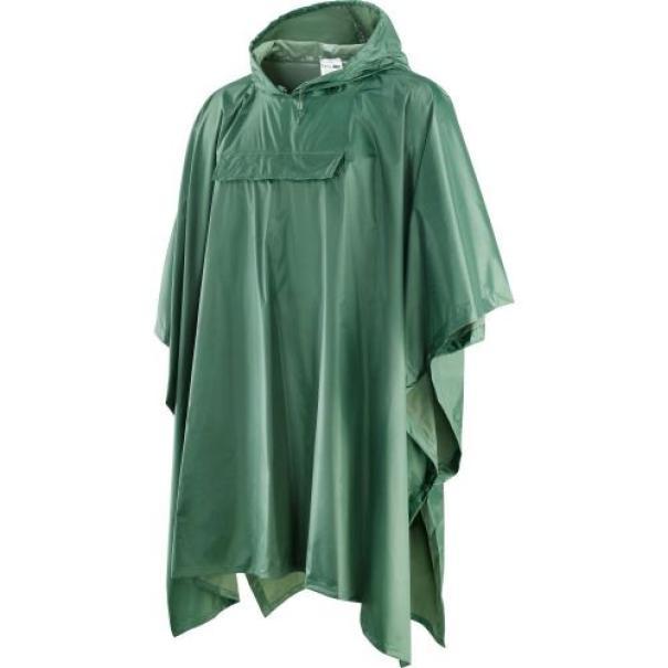 poncho impermeabile poliestere taglia unica verde con cappuccio per pioggia outdoor