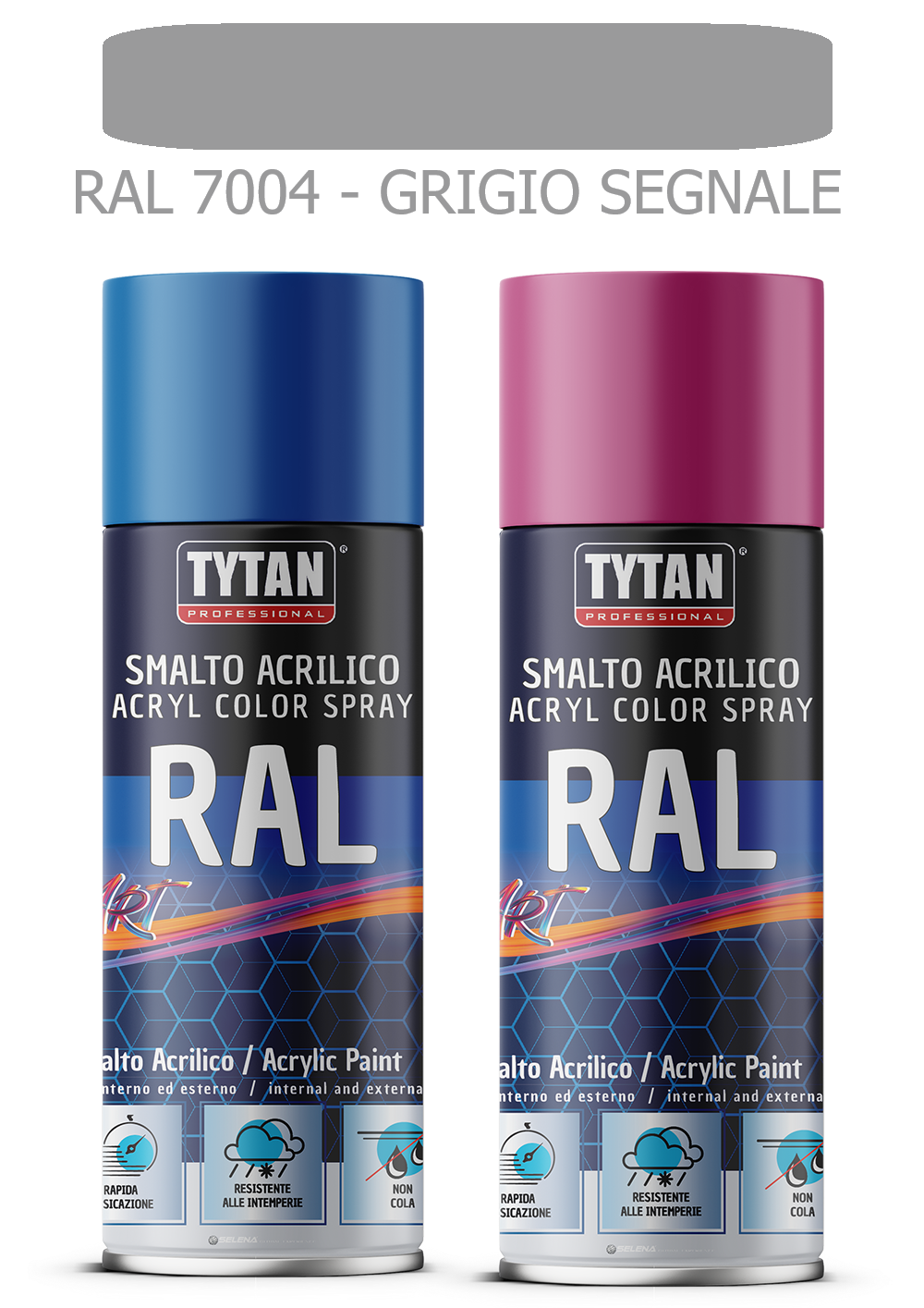selena italia tytan - smalto acrilico art spray rapida essicazione 400 ml ral 7004 grigio segnale - foto 1
