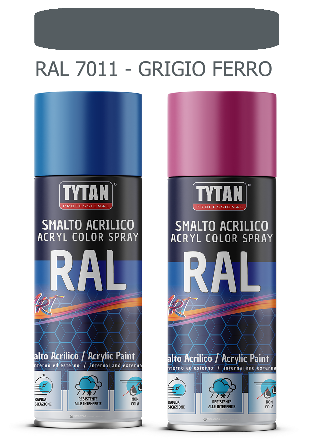 selena italia tytan - smalto acrilico art spray rapida essicazione 400 ml ral 7011 grigio ferro - foto 1