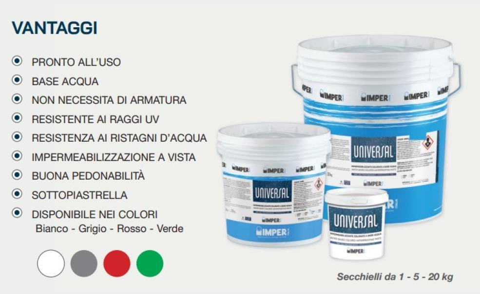 imper italia spa imper - universal membrana liquida elasto-bituminosa impermilizzante grigia kg 20 - foto 1