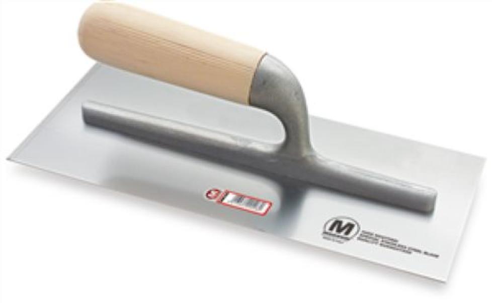 frattone acciaio inox 20x8 cm con manico in legno per edilizia professionale