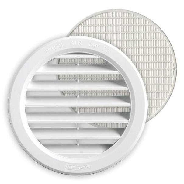Griglia di aerazione incasso tonda in ABS bianca con rete antipolvere diametro 97 mm MAC