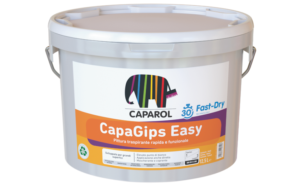 Secchio pittura traspirante Caparol CapaGips Easy 12,5 litri bianco superopaco per interni