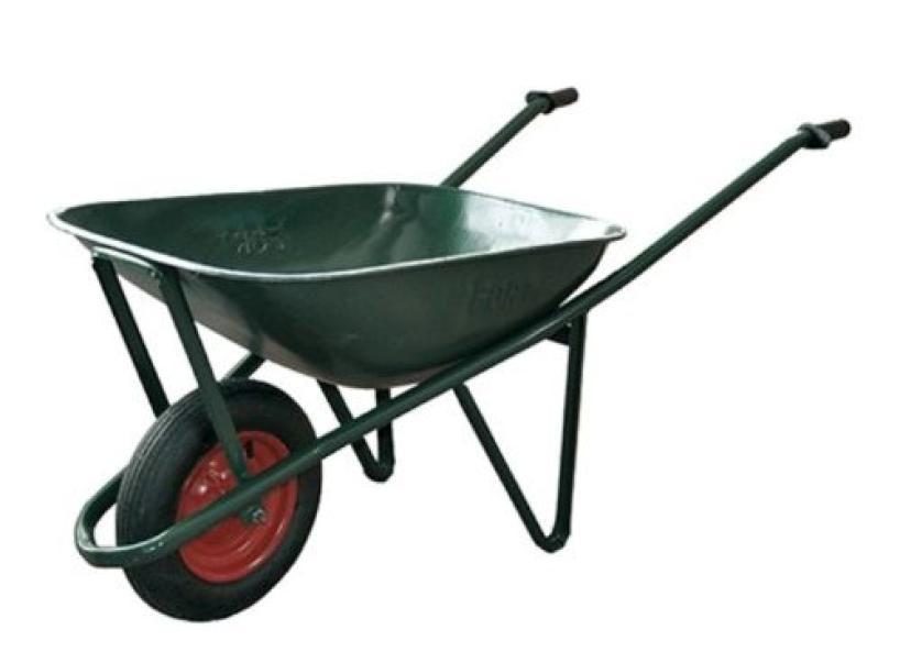 carriola tubolare in metallo con bordo vasca verniciata verde per edilizia e giardinaggio dfl