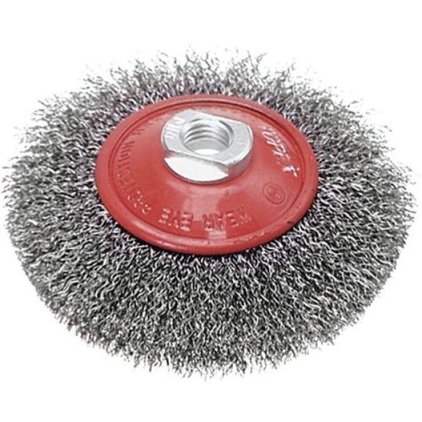 Spazzola circolare conica DFL fili acciaio ondulati attacco M14 diametro 100 mm