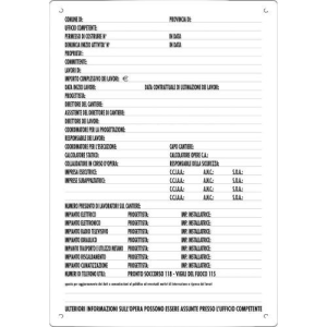 Cartello concessione edilizia in polionda per cantiere formato 60x80 cm