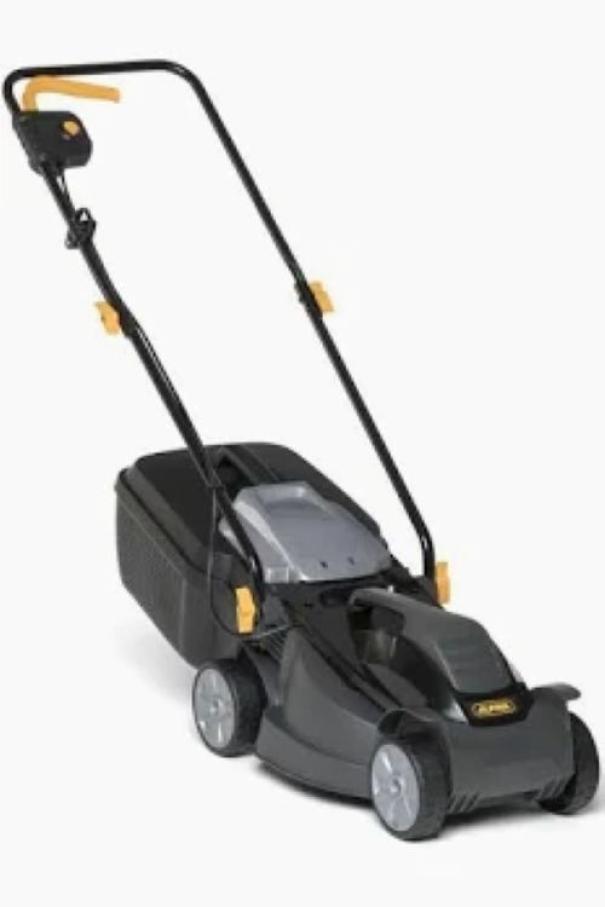 rasaerba elettrico compatto per piccoli giardini con cesto raccoglierba e manico ergonomico