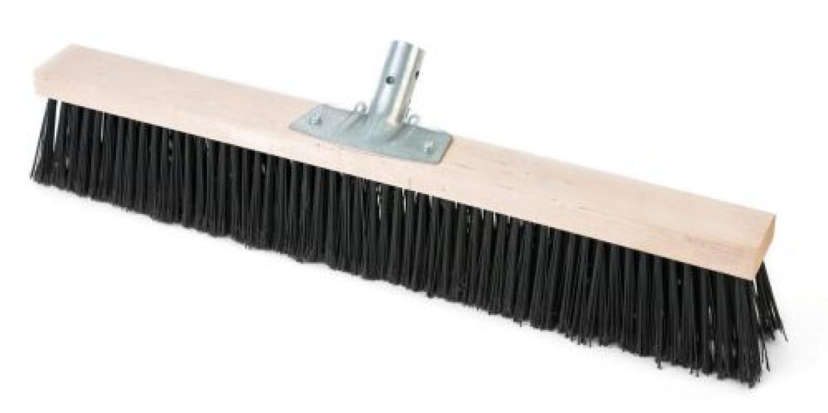 Scopa industriale con setole piumate da 40 cm supporto in legno attacco metallo per pulizia professionale
