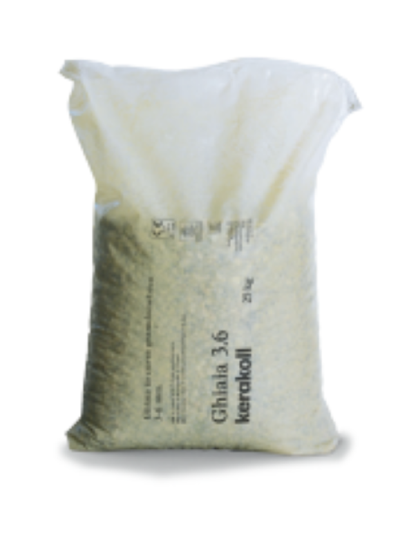 Sacco di ghiaietto lavato Kerakoll 3.6 granulometria 3-6 mm per malte e betoncini confezione 25 kg
