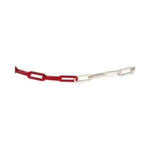 Catena plastificata bicolore delimitazione 5 mm 25 metri maglia rossa e bianca