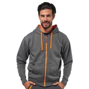 Logica – felpa policotone grigio/arancio zip lunga con cappuccio tg. s