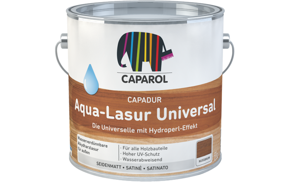 caparol caparol - capadur aqua lasur universal eiche 2,5 l fondo finitura satinato legno - foto 1