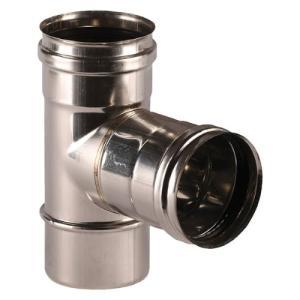 Raccordo a t femmina acciaio inox per tubazioni impianti fumari 8 cm