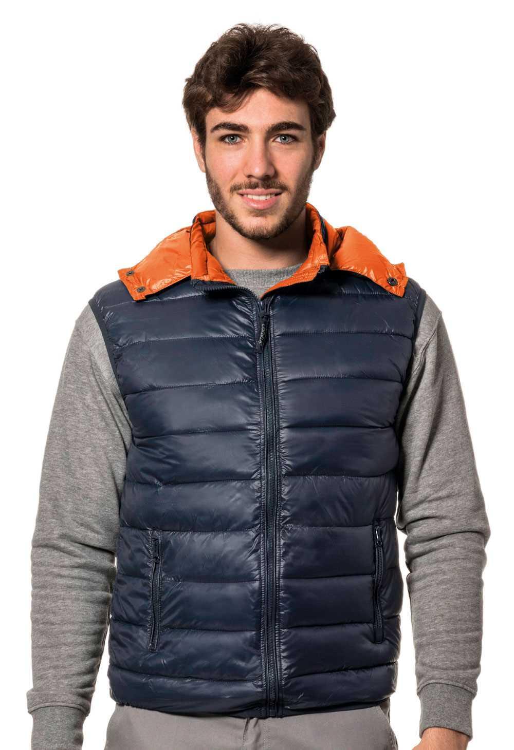 Gilet imbottito da lavoro poliestere blu arancio taglia XXXL Logica Professional indossato fronte
