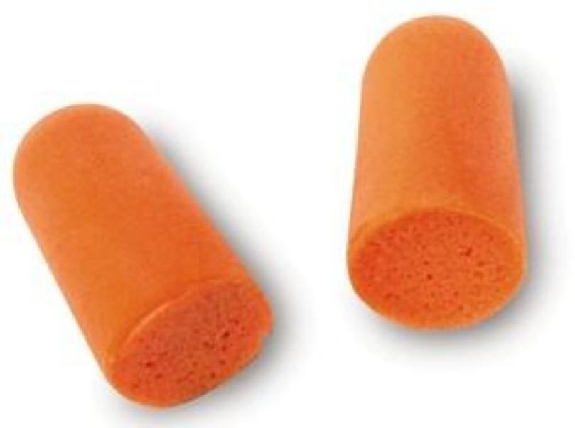 inserti auricolari in schiuma monouso color arancione per protezione udito