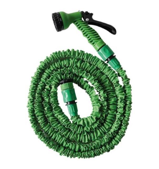 tubo estensibile da giardino DFL verde con raccordi e pistola multifunzione