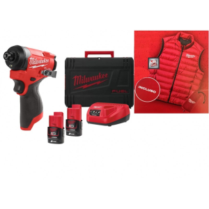 Milwaukee - m12 fid2mc avvitatore da 1/4 + gilet, 2 batt. 12v 2ah, caricab