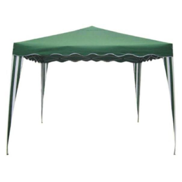 Gazebo pieghevole DFL acciaio verniciato telo polietilene verde 2x3 metri montato su fondo bianco