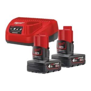 Kit batterie e caricatore 12v 4ah per utensili milwaukee