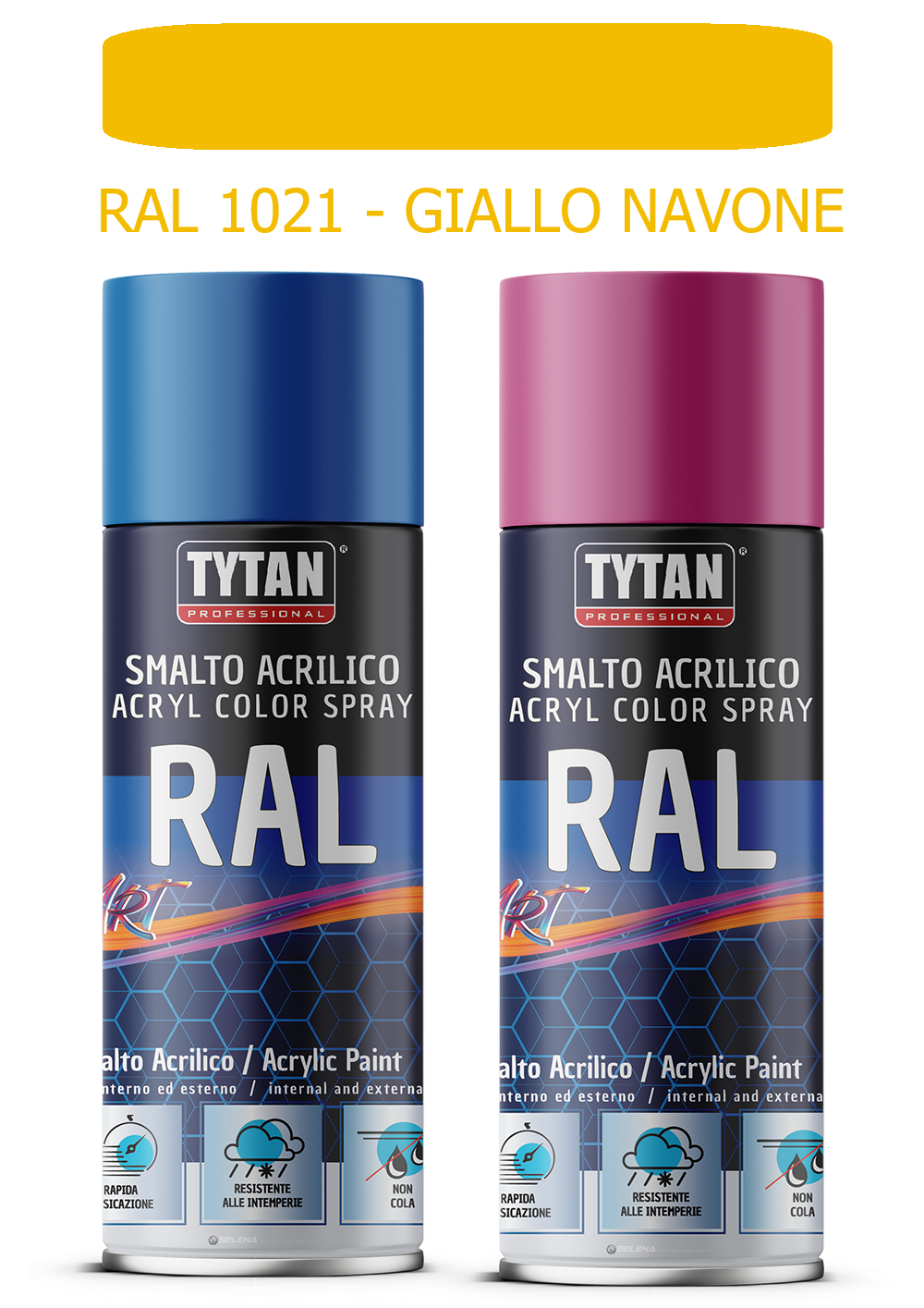 selena italia tytan - smalto acrilico art spray rapida essicazione 400 ml ral 1021 giallo navone - foto 1