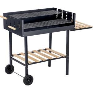 Barbecue a carbone con griglia regolabile 116x56 cm struttura metallica e legno
