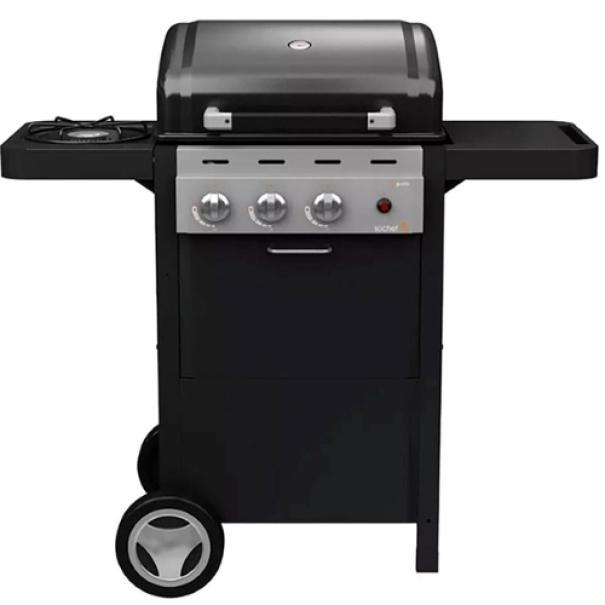 barbecue a gas 3 fuochi con fornello laterale per cucina esterna struttura mobile nera