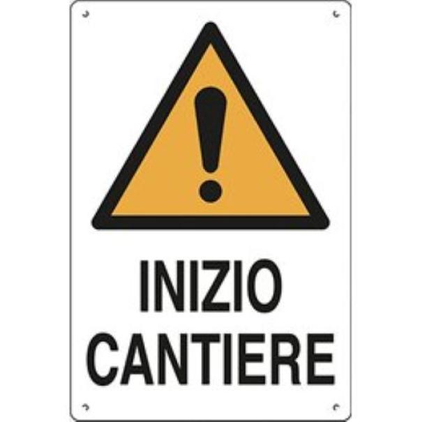 cartello segnaletico inizio cantiere 80x60 cm DFL per sicurezza lavori edili