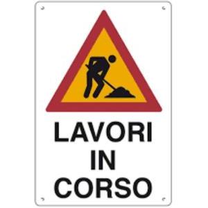 Cartello segnaletico lavori in corso pannello alluminio 40x60 cm sicurezza cantieri
