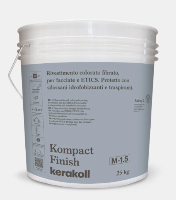 rivestimento fibrato colorato per facciate esterne kerakoll kompact finish 25 kg secchio originale