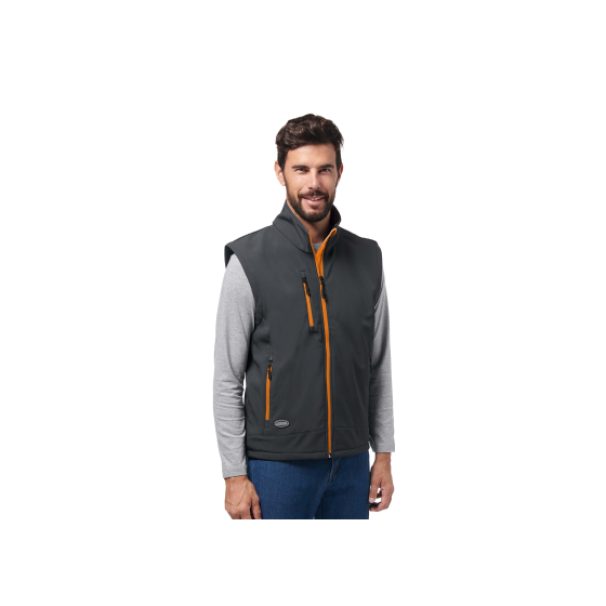 gilet softshell tecnico grigio con dettagli arancio taglia L logica professional uomo indossato lavoro outdoor