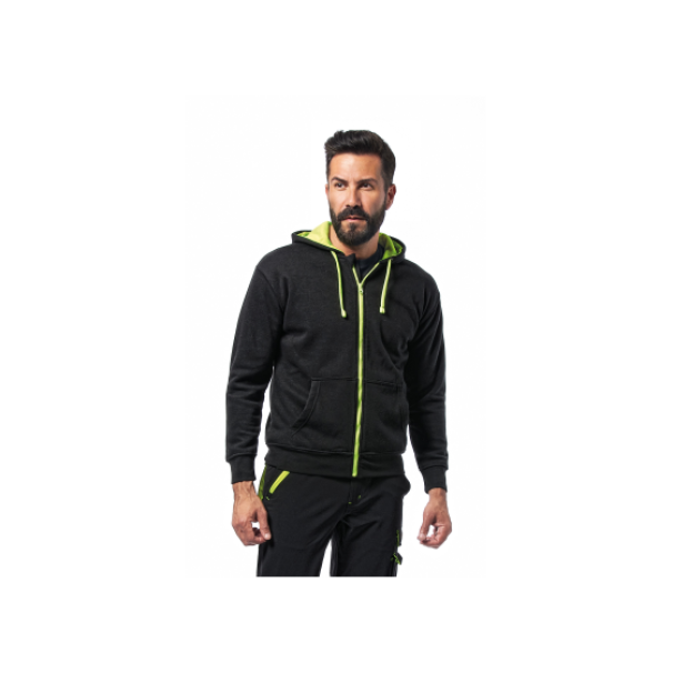 Felpa polycotone con zip lunga Logica Professional nera e gialla taglia XL cappuccio