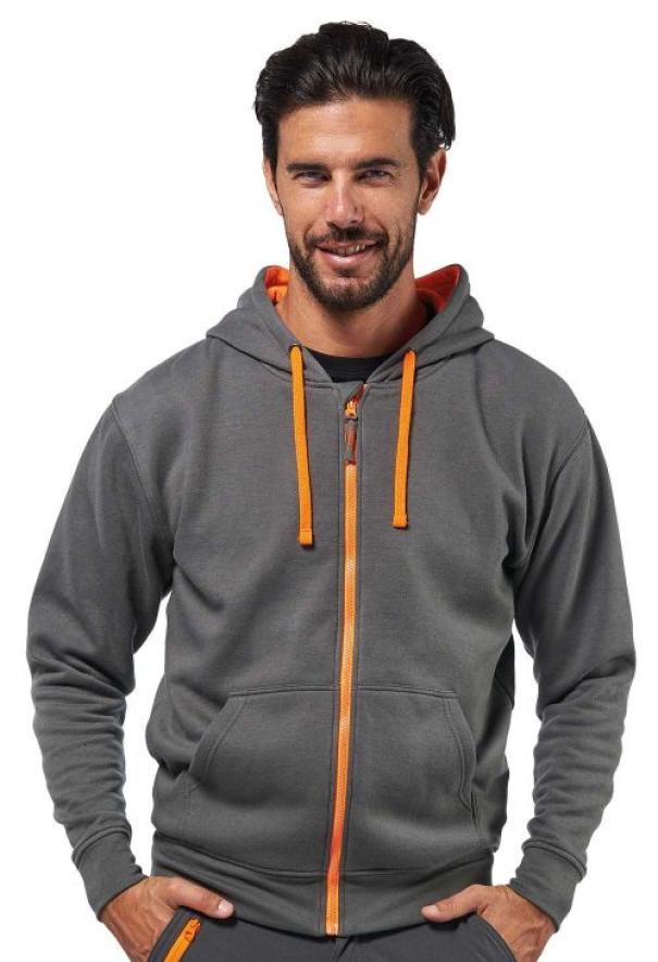 felpa logica professional polycotone grigio arancio zip lunga taglia L per lavoro