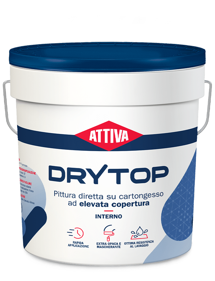 Pittura opaca per cartongesso Attiva Drytop secchio 12 litri elevata copertura