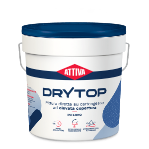 Pittura per cartongesso extra opaca  drytop 5 litri per interni elevata copertura colore bianco